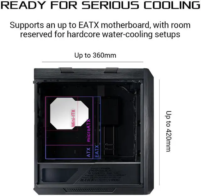 Alt view image 5 of 7 - ASUS ROG Strix Helios GX601 RGB Mid-Tower Computer Case for up to EATX Motherboards with USB 3.1 Front Panel, Smoked Tempered Glass, Brushed Aluminum and Steel Construction, and Four Case Fans