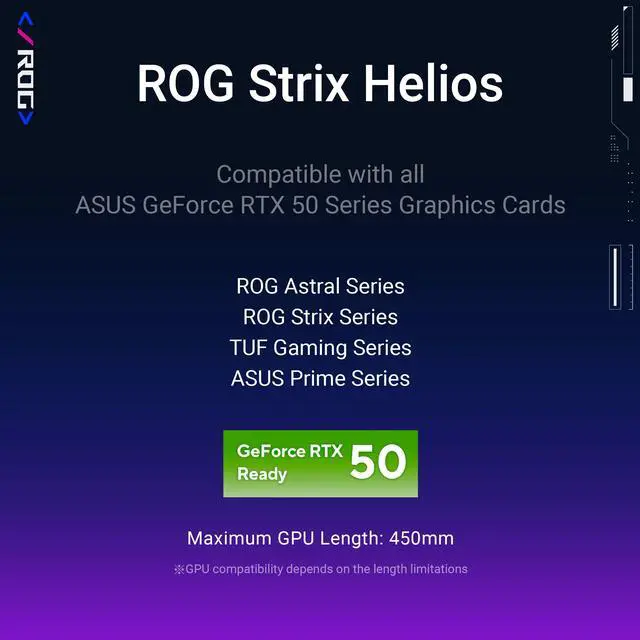 Alt view image 7 of 7 - ASUS ROG Strix Helios GX601 RGB Mid-Tower Computer Case for up to EATX Motherboards with USB 3.1 Front Panel, Smoked Tempered Glass, Brushed Aluminum and Steel Construction, and Four Case Fans