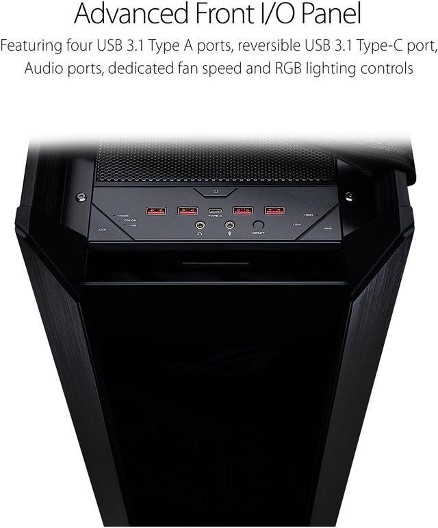 Alt view image 10 of 9 - ASUS ROG Strix Helios GX601 RGB Mid-Tower Computer Case for up to EATX Motherboards with USB 3.1 Front Panel, Smoked Tempered Glass, Brushed Aluminum and Steel Construction, and Four Case Fans