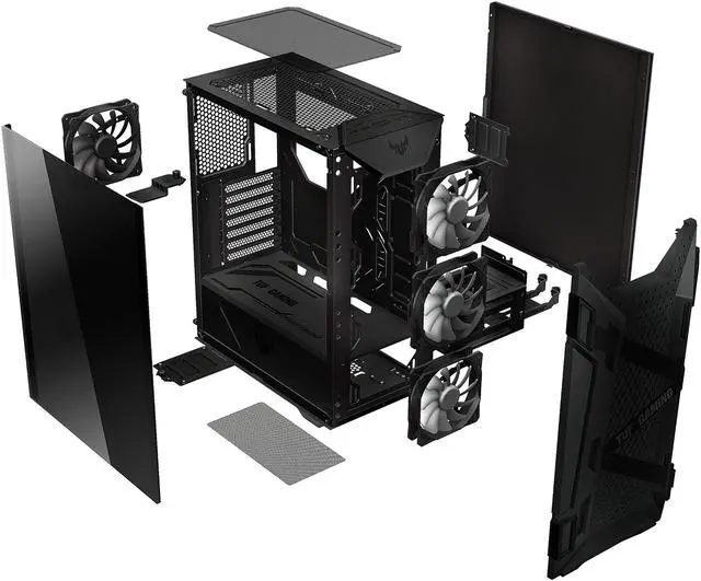 Alt view image 4 of 6 - ASUS TUF Gaming GT301 Mid-Tower Compact Case for ATX Motherboards with Honeycomb Front Panel, 3 x 120mm AURA Addressable RBG Fans, Headphone Hanger, and 360mm Radiator Support, 2 x USB 3.2 Gen1 (USB 3.0) Prots