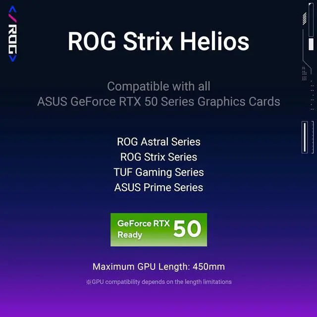 Alt view image 8 of 8 - ASUS ROG Strix Helios GX601 White Edition RGB Mid-Tower Computer Case for ATX/ EATX Motherboards with Tempered Glass, Aluminum Frame, GPU Braces, 420mm Radiator Support and Aura Sync