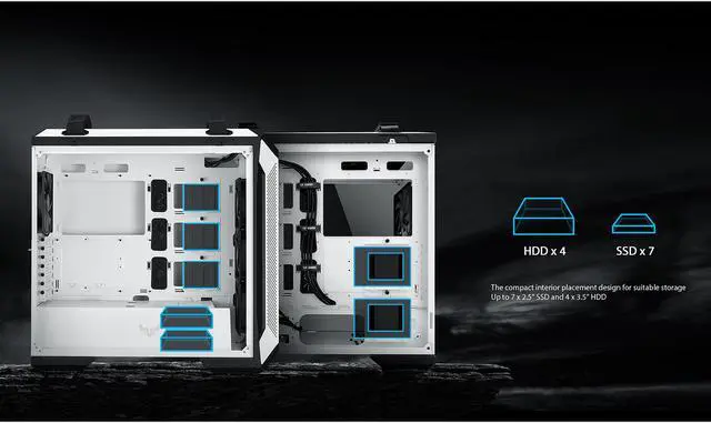 Alt view image 7 of 7 - ASUS TUF Gaming GT501 White Edition Mid-Tower Computer Case for up to EATX Motherboards with 2 x USB 3.1 Front Panel, Smoked Tempered Glass, Steel Construction, and Four Case Fans