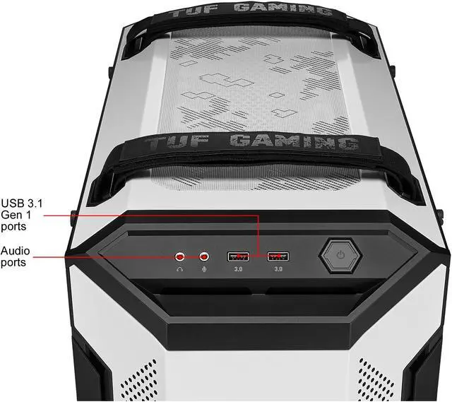 Alt view image 3 of 7 - ASUS TUF Gaming GT501 White Edition Mid-Tower Computer Case for up to EATX Motherboards with 2 x USB 3.1 Front Panel, Smoked Tempered Glass, Steel Construction, and Four Case Fans