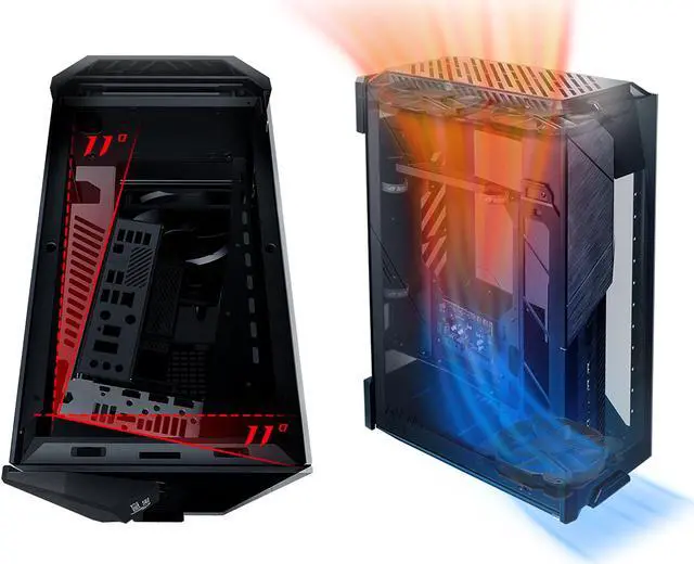 Alt view image 4 of 8 - ASUS ROG Z11 Mini-ITX/DTX Mid-Tower PC Gaming Case with Patented 11° Tilt Design, Compatible with ATX Power Supply or a 3-Slot Graphics, Tempered-glass Panels, Front I/O USB 3.2 Gen 2 Type-C, Two USB 3.2 Gen 1 Type-A and ARGB Control Button