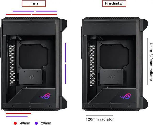 Alt view image 5 of 8 - ASUS ROG Z11 Mini-ITX/DTX Mid-Tower PC Gaming Case with Patented 11° Tilt Design, Compatible with ATX Power Supply or a 3-Slot Graphics, Tempered-glass Panels, Front I/O USB 3.2 Gen 2 Type-C, Two USB 3.2 Gen 1 Type-A and ARGB Control Button