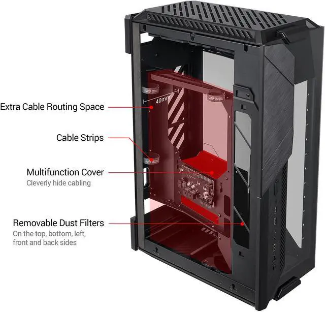 Alt view image 8 of 8 - ASUS ROG Z11 Mini-ITX/DTX Mid-Tower PC Gaming Case with Patented 11° Tilt Design, Compatible with ATX Power Supply or a 3-Slot Graphics, Tempered-glass Panels, Front I/O USB 3.2 Gen 2 Type-C, Two USB 3.2 Gen 1 Type-A and ARGB Control Button