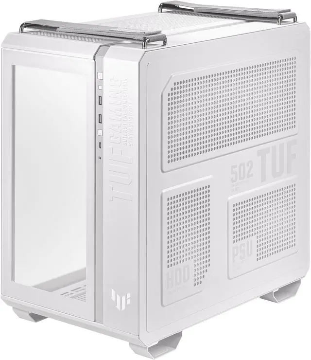 Alt view image 8 of 12 - ASUS TUF Gaming GT502 White ATX Mid-Tower Computer Case with Front Panel RGB Button, USB 3.2 Type-C and 2x USB 3.0 Ports, 2- way Graphic Card Mounting Orientation Compatible, 360mm and 280mm Radiator