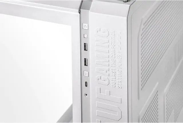Alt view image 12 of 12 - ASUS TUF Gaming GT502 White ATX Mid-Tower Computer Case with Front Panel RGB Button, USB 3.2 Type-C and 2x USB 3.0 Ports, 2- way Graphic Card Mounting Orientation Compatible, 360mm and 280mm Radiator