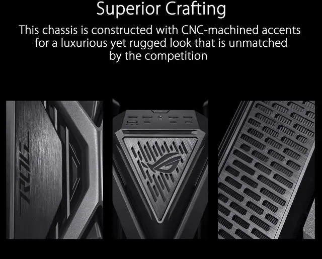 Alt view image 2 of 16 - ASUS ROG Hyperion GR701 EATX full-tower computer case with semi-open structure, tool-free side panels, supports up to 2 x 420mm radiators, built-in graphics card holder,2x front panel Type-C