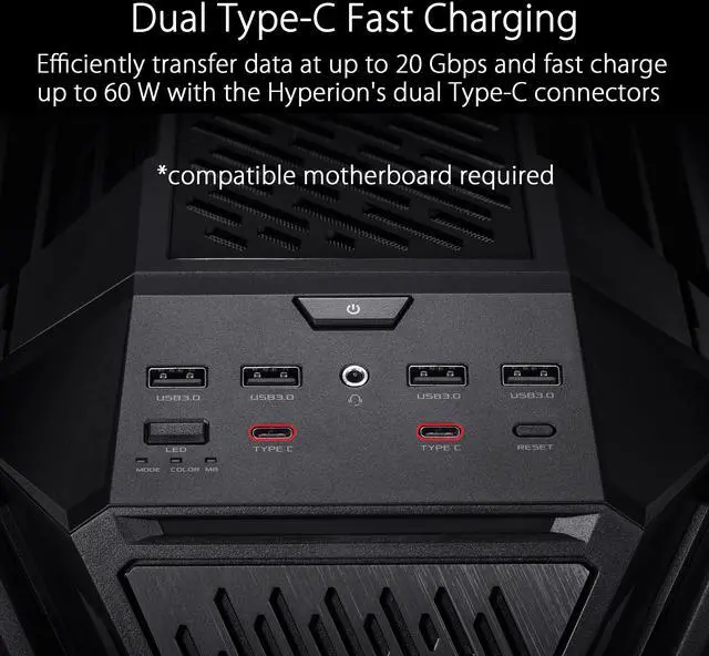 Alt view image 6 of 16 - ASUS ROG Hyperion GR701 EATX full-tower computer case with semi-open structure, tool-free side panels, supports up to 2 x 420mm radiators, built-in graphics card holder,2x front panel Type-C