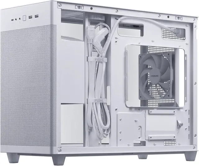 Alt view image 10 of 10 - ASUS Prime AP201 White MicroATX Tempered Glass Edition Supports Graphics Cards up to 338mm, 360mm Coolers, & Standard ATX PSUs, Tool-Free Side Panels, Tempered Glass Side & Front Panel USB Type-C®