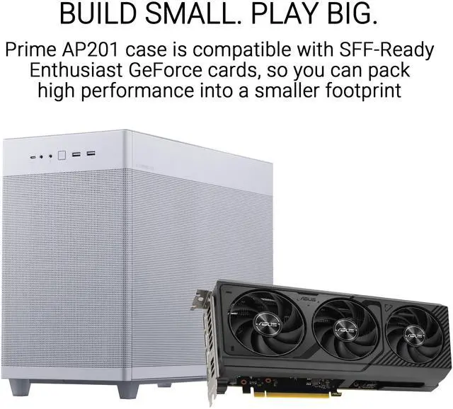 Alt view image 2 of 17 - ASUS Prime AP201 White MicroATX Tempered Glass Edition Supports Graphics Cards up to 338mm, 360mm Coolers, & Standard ATX PSUs, Tool-Free Side Panels, Tempered Glass Side & Front Panel USB Type-C®