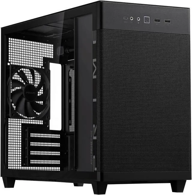 Alt view image 6 of 11 - ASUS Prime AP201 Black MicroATX Tempered Glass Edition Supports Graphics Cards up to 338mm, 360mm coolers, & Standard ATX PSUs, Tool-Free side panels, Tempered Glass side & Front Panel USB Type-C®