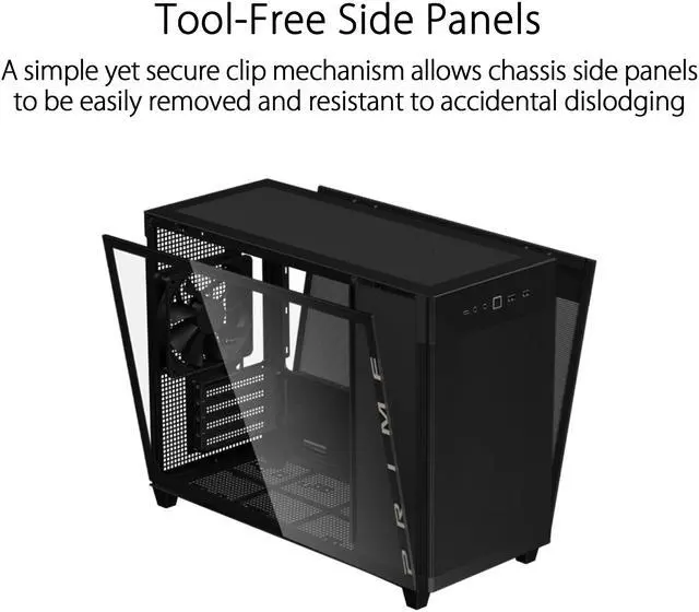 Alt view image 5 of 17 - ASUS AP201 ASUS PRIME CASE TG BLACK Black Steel, Plastic/Steel, Plastic, TG Micro ATX Computer Case