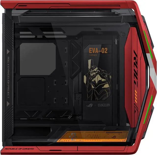 Alt view image 6 of 16 - ASUS ROG Hyperion GR701 EVA-02 EATX full-tower computer case with Semi-open structure, tool-free side panels, supports up to 2 x 420mm radiators, built-in graphics card holder,2x front panel Type-C