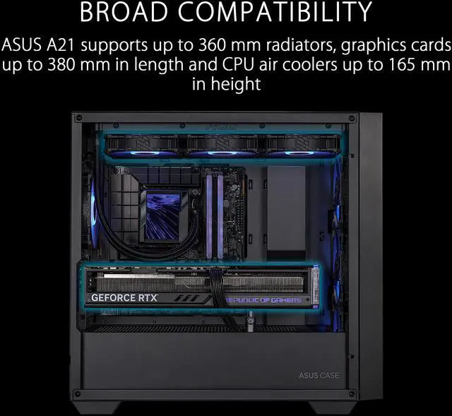 Alt view image 3 of 7 - ASUS A21/BLK// Micro ATX Computer Case Steel / Plastic / Tempered Glass-Black