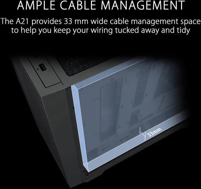 Alt view image 5 of 7 - ASUS A21/BLK// Micro ATX Computer Case Steel / Plastic / Tempered Glass-Black