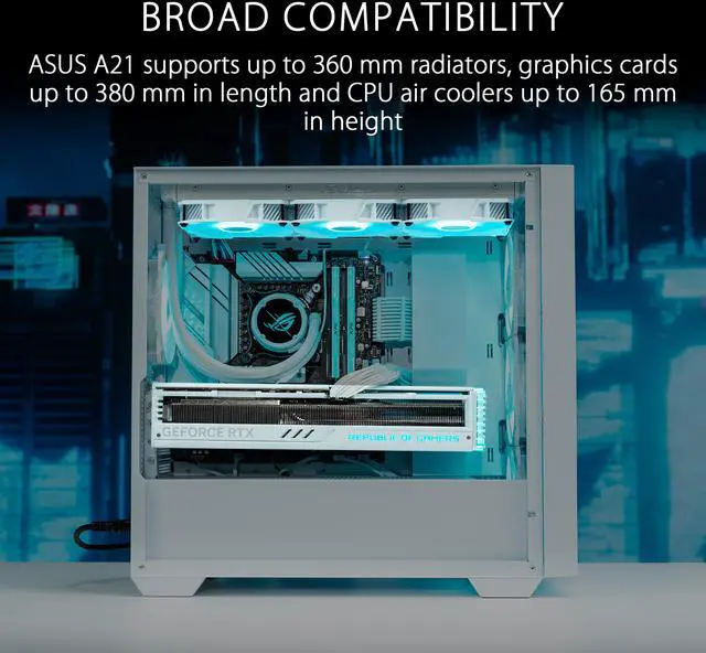 Alt view image 3 of 7 - ASUS A21/WHT// Micro ATX Computer Case Steel / Plastic / Tempered Glass-White
