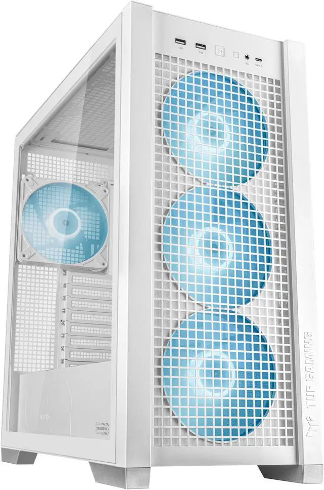 Alt view image 6 of 20 - ASUS TUF Gaming GT302 ARGB White Edition ATX Mid-Tower Case Four 140 x 28 mm ARGB fans for high airflow and static pressure, interchangeable side panel, hidden-connector motherboard support