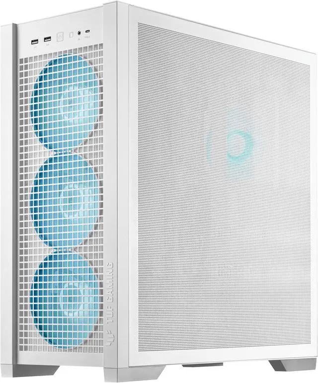 Alt view image 3 of 20 - ASUS TUF Gaming GT302 ARGB White Edition ATX Mid-Tower Case Four 140 x 28 mm ARGB fans for high airflow and static pressure, interchangeable side panel, hidden-connector motherboard support