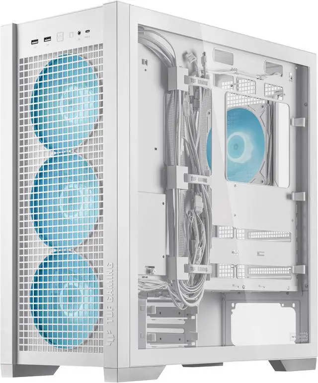 Alt view image 4 of 20 - ASUS TUF Gaming GT302 ARGB White Edition ATX Mid-Tower Case Four 140 x 28 mm ARGB fans for high airflow and static pressure, interchangeable side panel, hidden-connector motherboard support