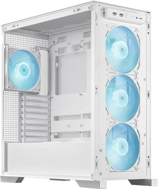 Alt view image 5 of 20 - ASUS TUF Gaming GT302 ARGB White Edition ATX Mid-Tower Case Four 140 x 28 mm ARGB fans for high airflow and static pressure, interchangeable side panel, hidden-connector motherboard support