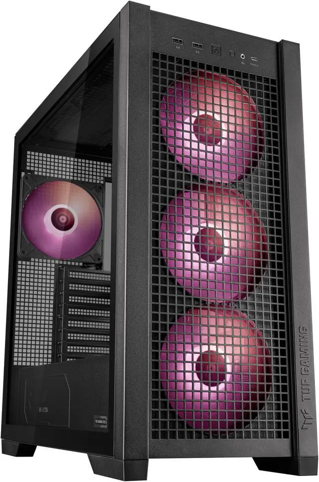 Alt view image 6 of 20 - ASUS TUF Gaming GT302 ARGB ATX Mid-Tower Case Four 140 x 28 mm ARGB fans for high airflow and static pressure, interchangeable side panel, detachable top panel, hidden-connector motherboard support