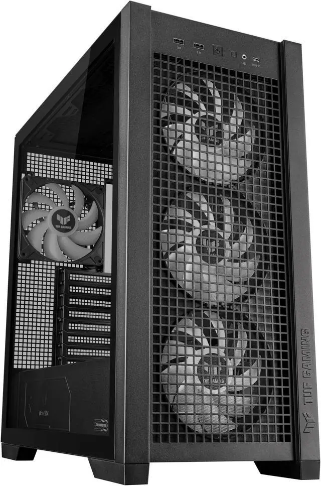 Alt view image 16 of 20 - ASUS TUF Gaming GT302 ARGB ATX Mid-Tower Case Four 140 x 28 mm ARGB fans for high airflow and static pressure, interchangeable side panel, detachable top panel, hidden-connector motherboard support