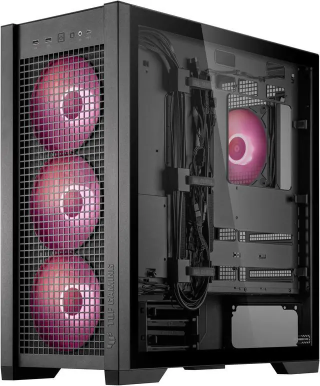 Alt view image 5 of 20 - ASUS TUF Gaming GT302 ARGB ATX Mid-Tower Case Four 140 x 28 mm ARGB fans for high airflow and static pressure, interchangeable side panel, detachable top panel, hidden-connector motherboard support