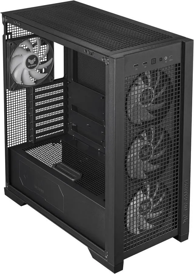 Alt view image 17 of 20 - ASUS TUF Gaming GT302 ARGB ATX Mid-Tower Case Four 140 x 28 mm ARGB fans for high airflow and static pressure, interchangeable side panel, detachable top panel, hidden-connector motherboard support