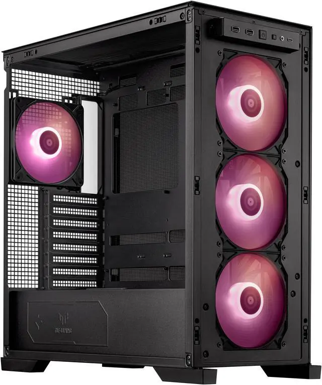 Alt view image 7 of 20 - ASUS TUF Gaming GT302 ARGB ATX Mid-Tower Case Four 140 x 28 mm ARGB fans for high airflow and static pressure, interchangeable side panel, detachable top panel, hidden-connector motherboard support