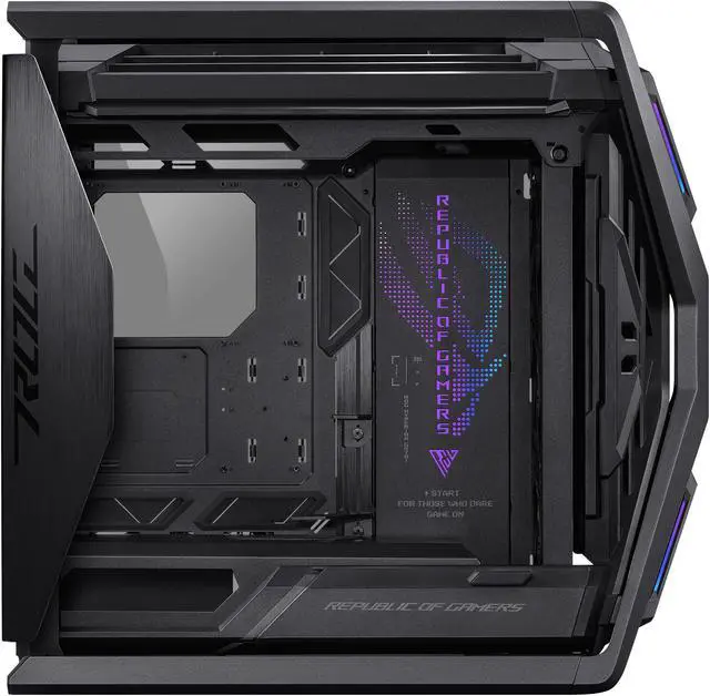 Alt view image 10 of 20 - ASUS ROG Hyperion GR701 BTF Edition computer case, ASUS ATX BTF motherboards exclusive support, 420 mm dual radiator support, four 140 mm fans, metal GPU holder, component storage, ARGB fan hub