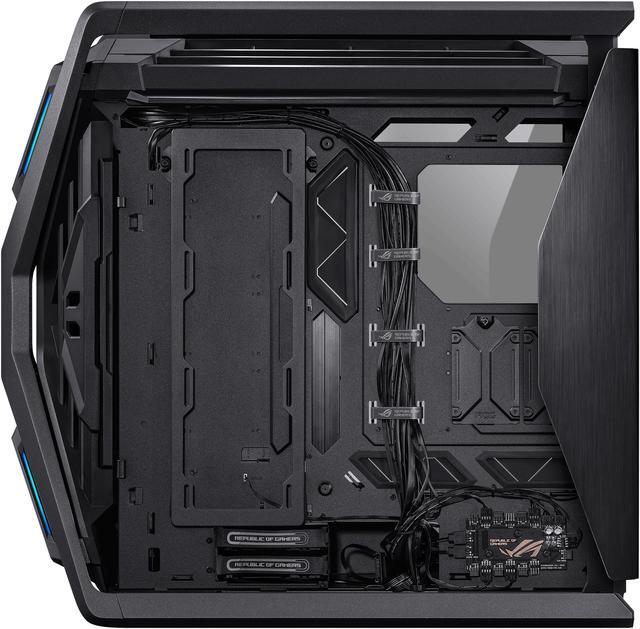 Alt view image 12 of 20 - ASUS ROG Hyperion GR701 BTF Edition computer case, ASUS ATX BTF motherboards exclusive support, 420 mm dual radiator support, four 140 mm fans, metal GPU holder, component storage, ARGB fan hub