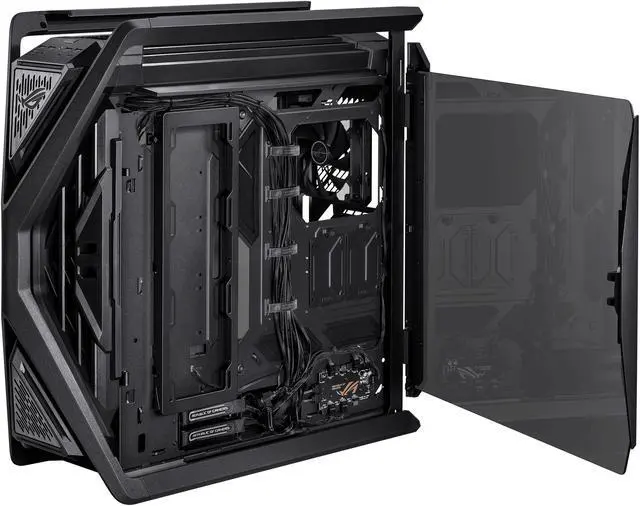 Alt view image 15 of 20 - ASUS ROG Hyperion GR701 BTF Edition computer case, ASUS ATX BTF motherboards exclusive support, 420 mm dual radiator support, four 140 mm fans, metal GPU holder, component storage, ARGB fan hub