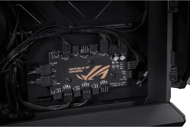 Alt view image 18 of 20 - ASUS ROG Hyperion GR701 BTF Edition computer case, ASUS ATX BTF motherboards exclusive support, 420 mm dual radiator support, four 140 mm fans, metal GPU holder, component storage, ARGB fan hub