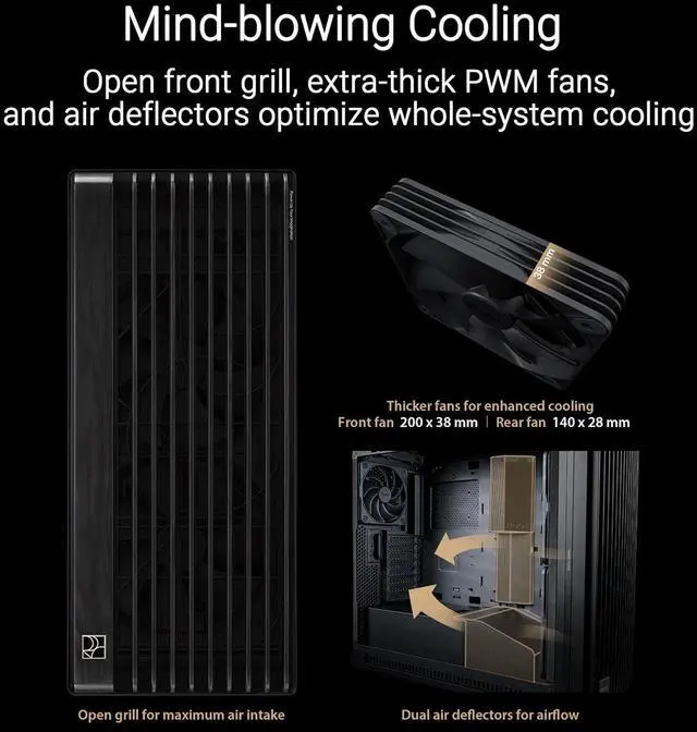 Alt view image 3 of 10 - ASUS PA602 Black Steel/ABS Plastic/Wood/Tempered Glass Micro ATX Mid Tower Computer Case