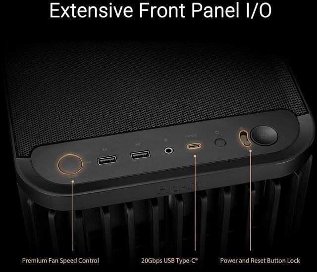 Alt view image 7 of 8 - ASUS ProArt PA401 Wood Edition ATX Mid-Tower Case – Tempered Glass, FSC-Certified Wooden Front Panel, Dual 160mm Fans, Power & Reset Button Lock, USB-C 20Gbps, Detachable PSU Bracket