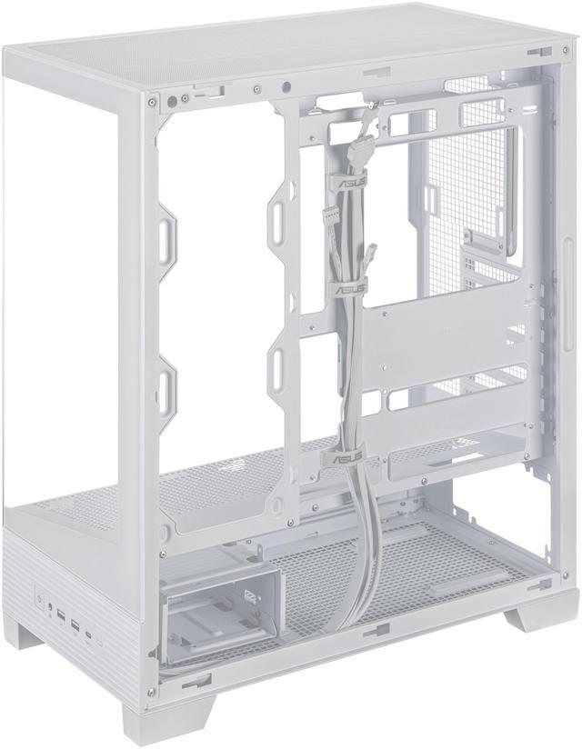 Alt view image 9 of 15 - ASUS A31 White ATX Mid-Tower Gaming Case, Dual-sided tempered glass, Frameless Design, BTF Hidden Connectors, 360 AIO Support, 8° Angled Base, ARGB Ready, Optimized Airflow, Seamless Cable Management
