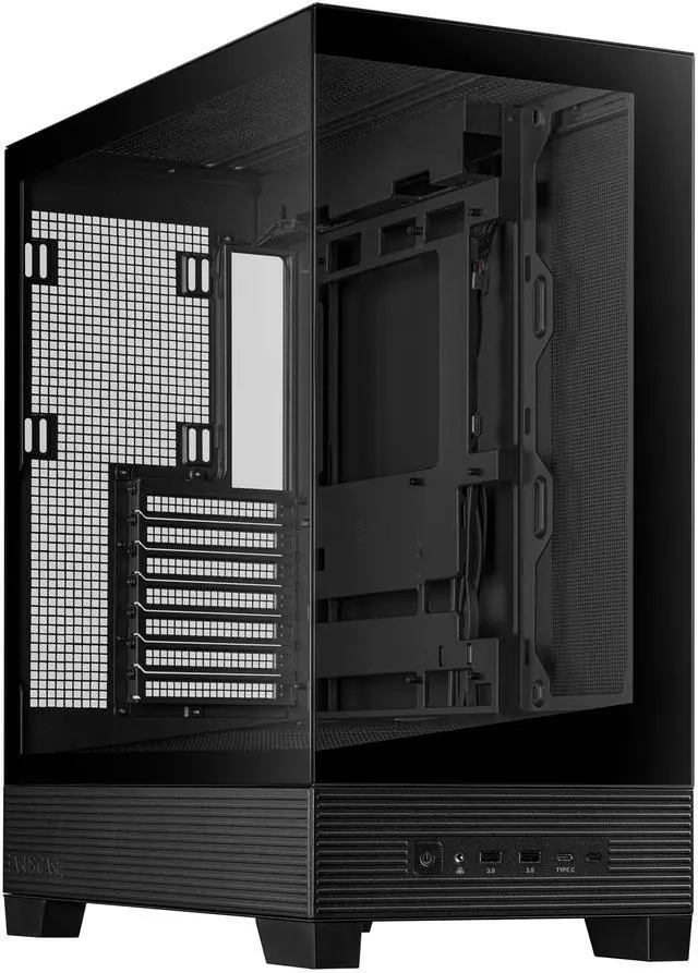 Main image of ASUS A31 Black ATX Mid-Tower Gaming Case, Dual-sided tempered glass, Frameless Design, BTF Hidden Connectors, 360 AIO Support, 8° Angled Base, ARGB Ready, Optimized Airflow, Seamless Cable Management