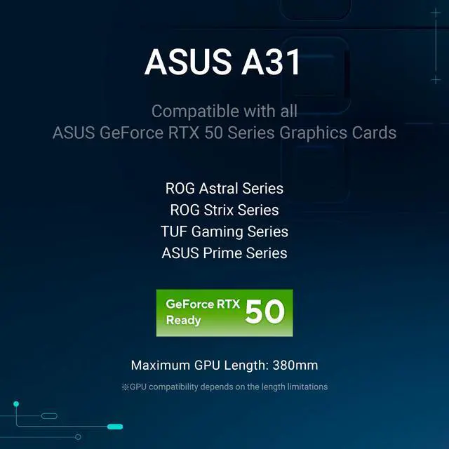 Alt view image 7 of 15 - ASUS A31 Black ATX Mid-Tower Gaming Case, Dual-sided tempered glass, Frameless Design, BTF Hidden Connectors, 360 AIO Support, 8° Angled Base, ARGB Ready, Optimized Airflow, Seamless Cable Management
