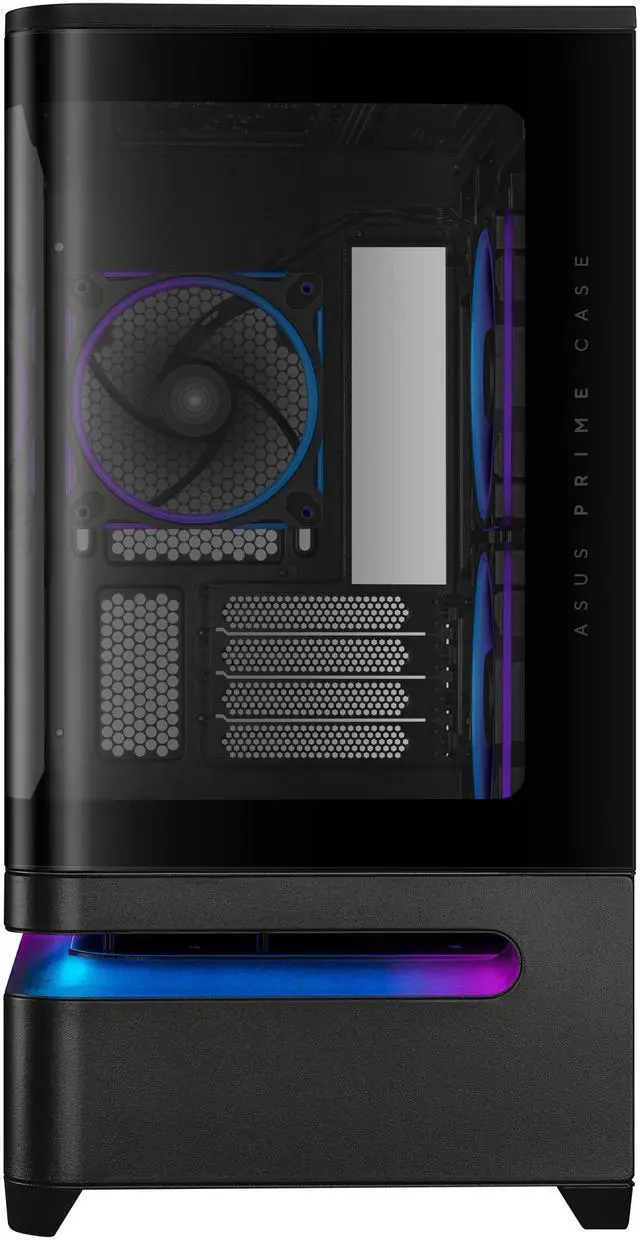 Alt view image 4 of 20 - ASUS Prime AP202 ARGB Black mATX case with fully tempered curved glass, supports graphics cards up to 420mm long, 360mm long radiators, easy-detach rail, patented slot vent, built-in three ARGB fans