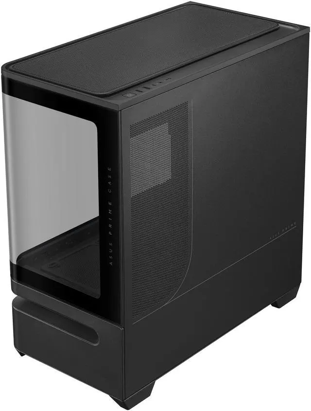 Alt view image 5 of 20 - ASUS Prime AP202 ARGB Black mATX case with fully tempered curved glass, supports graphics cards up to 420mm long, 360mm long radiators, easy-detach rail, patented slot vent, built-in three ARGB fans