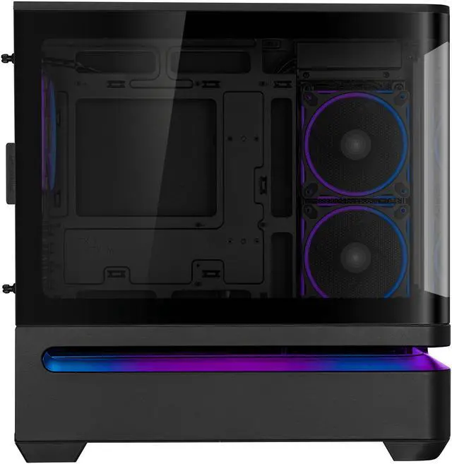Alt view image 8 of 20 - ASUS Prime AP202 ARGB Black mATX case with fully tempered curved glass, supports graphics cards up to 420mm long, 360mm long radiators, easy-detach rail, patented slot vent, built-in three ARGB fans