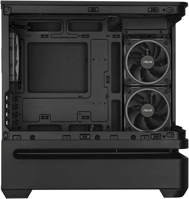 Alt view image 9 of 20 - ASUS Prime AP202 ARGB Black mATX case with fully tempered curved glass, supports graphics cards up to 420mm long, 360mm long radiators, easy-detach rail, patented slot vent, built-in three ARGB fans
