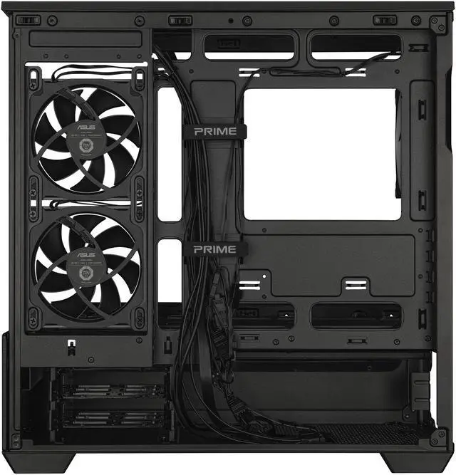 Alt view image 12 of 20 - ASUS Prime AP202 ARGB Black mATX case with fully tempered curved glass, supports graphics cards up to 420mm long, 360mm long radiators, easy-detach rail, patented slot vent, built-in three ARGB fans