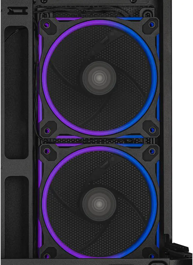 Alt view image 15 of 20 - ASUS Prime AP202 ARGB Black mATX case with fully tempered curved glass, supports graphics cards up to 420mm long, 360mm long radiators, easy-detach rail, patented slot vent, built-in three ARGB fans