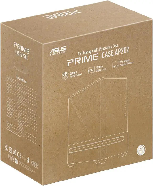 Alt view image 19 of 20 - ASUS Prime AP202 ARGB Black mATX case with fully tempered curved glass, supports graphics cards up to 420mm long, 360mm long radiators, easy-detach rail, patented slot vent, built-in three ARGB fans