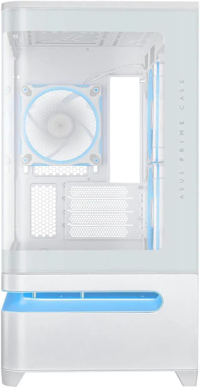 Alt view image 4 of 20 - ASUS Prime AP202 ARGB White mATX case with fully tempered curved glass, supports graphics cards up to 420mm long, 360mm long radiators, easy-detach rail, patented slot vent, built-in three ARGB fans