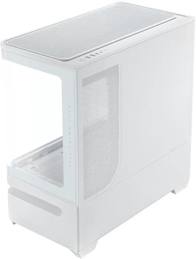 Alt view image 5 of 20 - ASUS Prime AP202 ARGB White mATX case with fully tempered curved glass, supports graphics cards up to 420mm long, 360mm long radiators, easy-detach rail, patented slot vent, built-in three ARGB fans