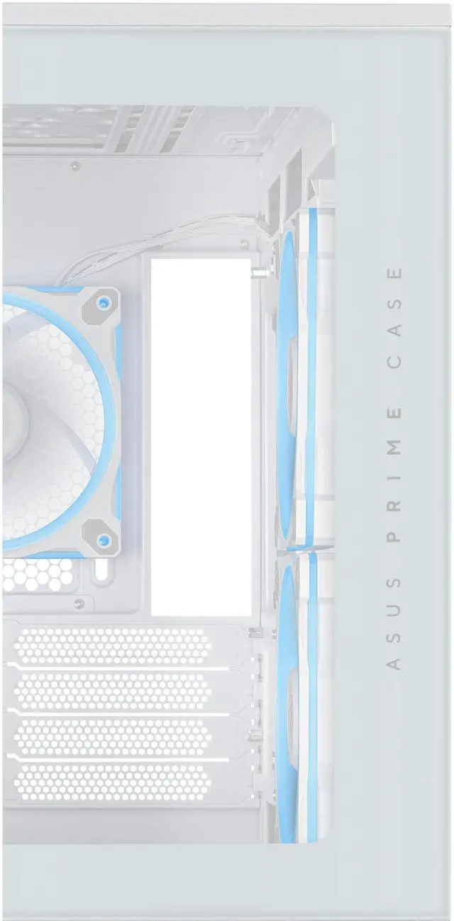 Alt view image 7 of 20 - ASUS Prime AP202 ARGB White mATX case with fully tempered curved glass, supports graphics cards up to 420mm long, 360mm long radiators, easy-detach rail, patented slot vent, built-in three ARGB fans